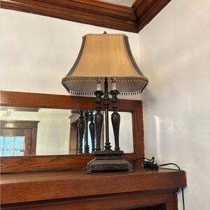 Elegant Brown Table Lamp with Cream Shade